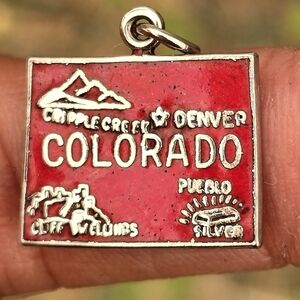Vintage 925 sterling silver Colorado red map bracelet charm